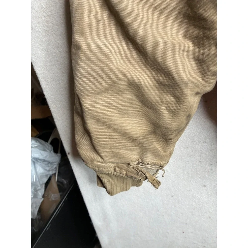 Carhartt J14 Santa Fe Jacket Mens 2XL Tall Tan Duck Canvas Distressed Workwear